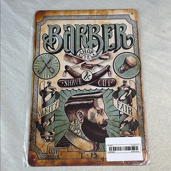 Vintage Vibe Vanity Fair Barber Shop Metal Sign 
Original Design Tin Metal Art - Picture 6 of 6